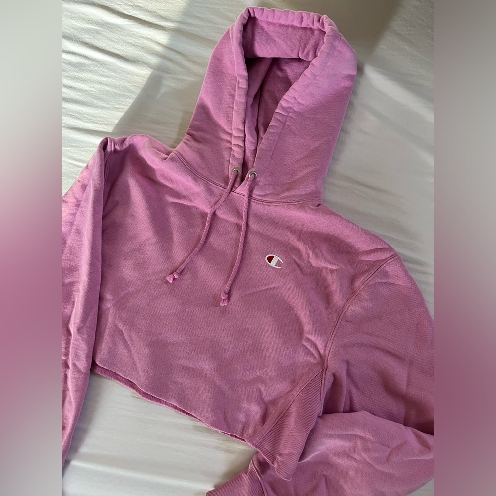 Champion Light Pink/Purple Cropped Hoodie